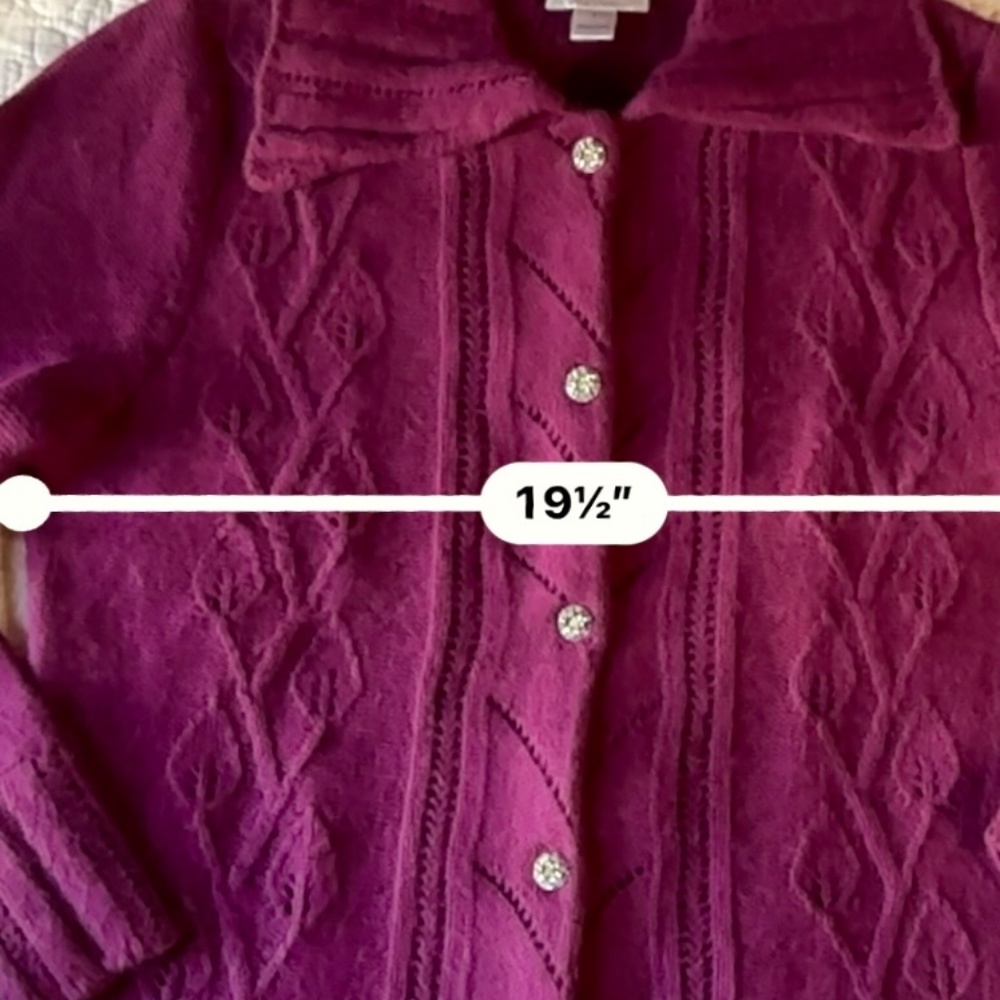 Christopher & Banks Women's Purple Collared Cardigan Sweater Size L - Picture 8 of 12